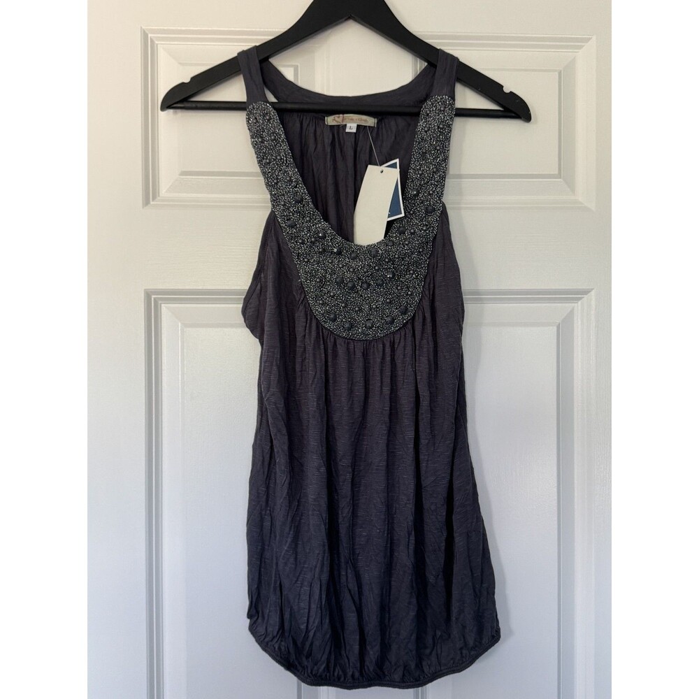 Julies Closet Dark Gray "Jewel" Dress With Stones Size Large